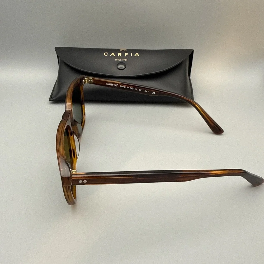 Carfia CA5354 Polarized Authentic Italian Sunglasses Tortoise Frame/Green & Case